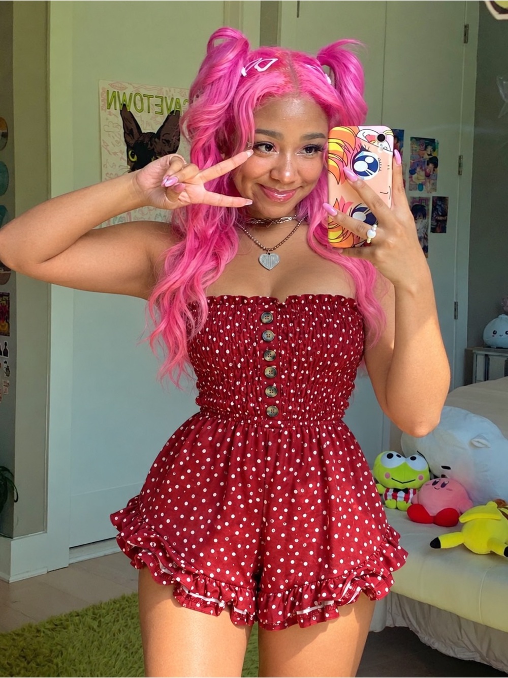Smocked Red Polka Dot Ruffle Romper